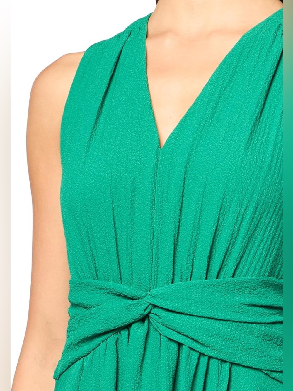 Calvin Klein Green V-Neck Knotted Waist Maxi Dress - Picture 3 of 7